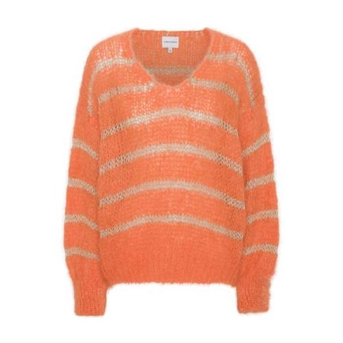 Mohair Strik Orange med Guld