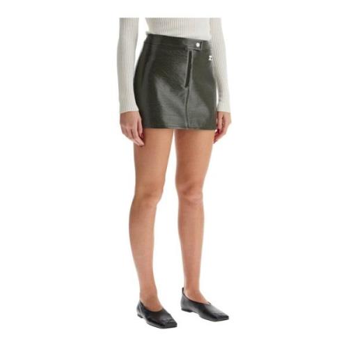 Flared Coated Cotton Mini Skirt