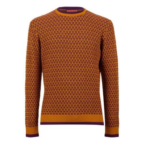 Herre gul crew-neck med to-tone motiv