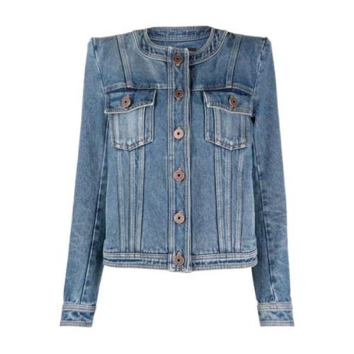 Blå Denim Casual Jakke