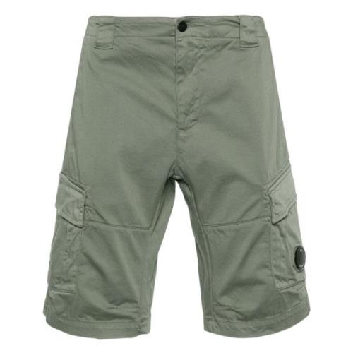 Grønne Cargo Shorts i Stræk Sateen