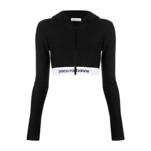 Sort Bomuld Cropped Hoodie Sweater