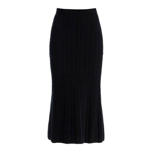 Minimalist Wool Knit Midi Nederdel