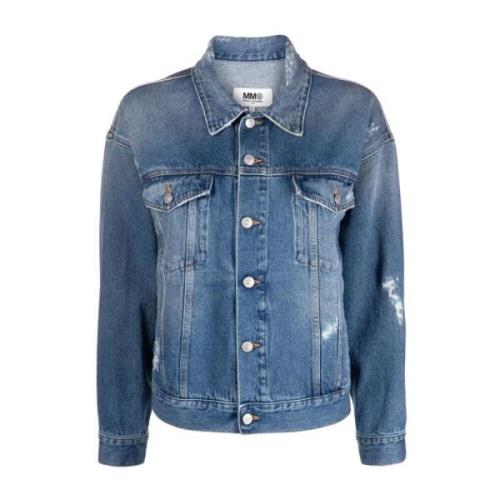 Blå Denim Jakke Casual Stil