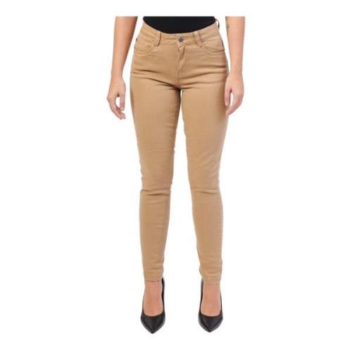 Beige Skinny Jeans med Medium Talje