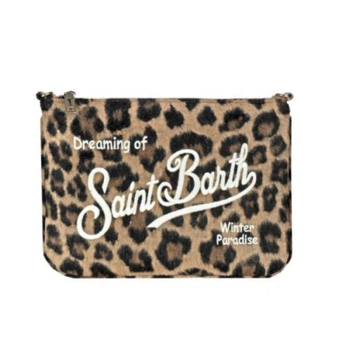 Animalier uldclutch med broderet logo