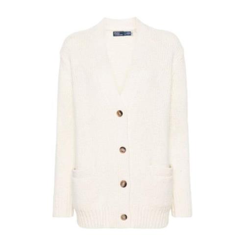 Beige Uld Langærmet Cardigan