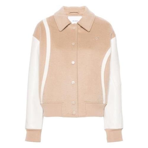 Beige Uld Varsity Jakke