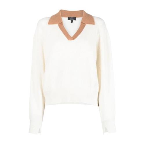 Beige Cashmere Polo Sweater