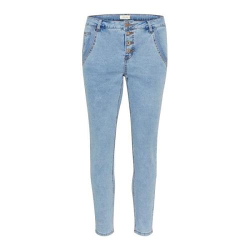 Slim-Fit Cropped Jeans med Smarte Detaljer