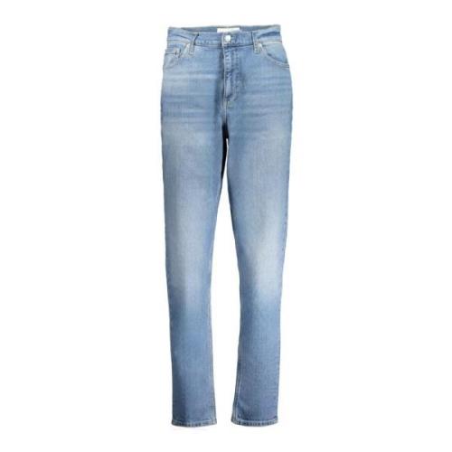 Denim Mom Jeans Blå Vasket Broderet