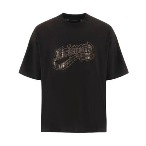 Kortærmet T-shirt med Rhinestone Logo