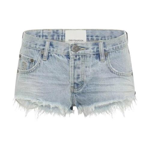 Lavtaljede denim shorts i lyseblå