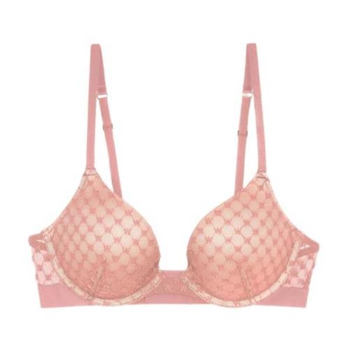 Pink Sheer Logo Push-Up Bh