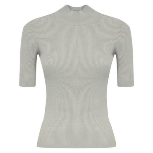 Ribstrikket sweater med Lurex-detaljer