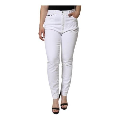 Hvid Skinny Jeans Mid Waist Stretch