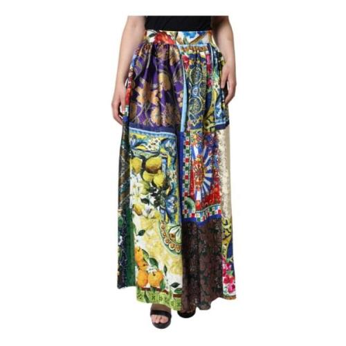 Sicily Patchwork Maxi Nederdel Lynlås Lukning