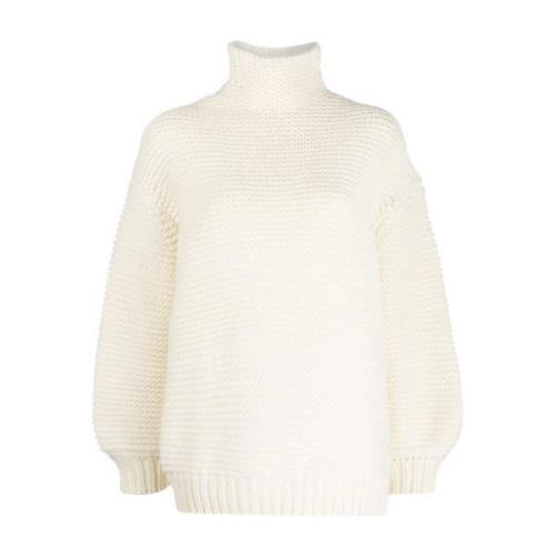 Chunky Strik Turtleneck Sweater Beige