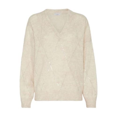 Diamantmønster Paillet Sweater