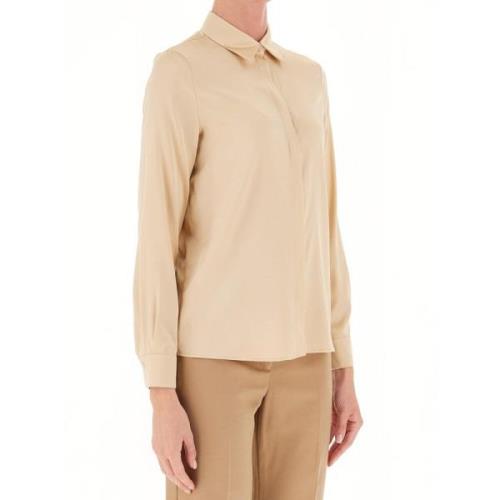 Beige Silke Stretch Skjorte Vittoria