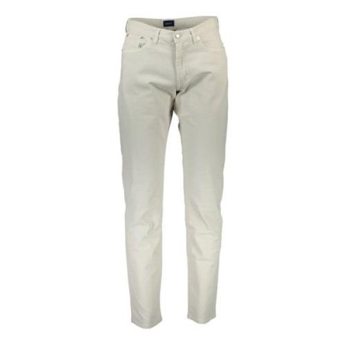 Beige Bomuld Jeans Bukser, 5-Lomme