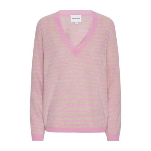 Stribet V-hals Cashmere Pullover