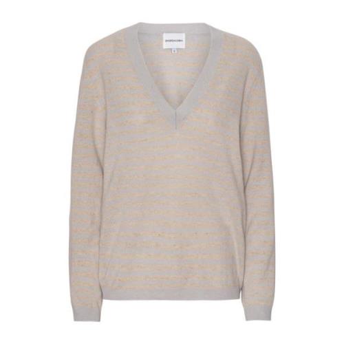 Stribet V-hals Cashmere Pullover