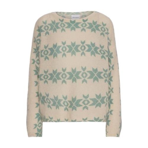 Nordisk Pullover Beige Grønt Print