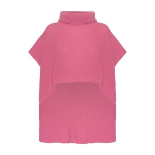 Pink Ærmeløs Rullekrave Poncho