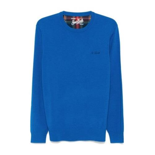 Blå Uld-Kashmir Sweater med Logo