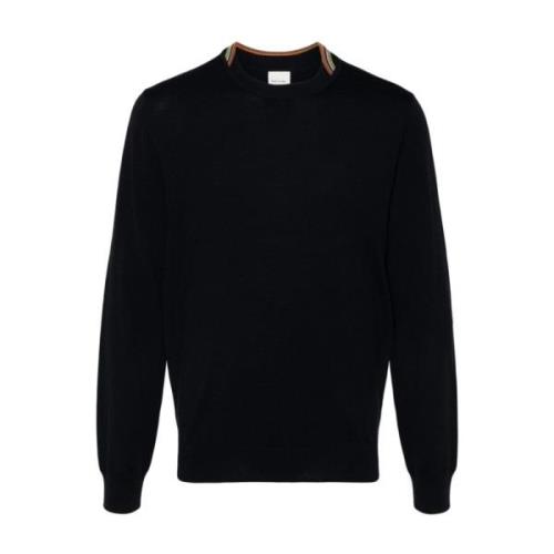 Blå Stribet Merinould Sweater