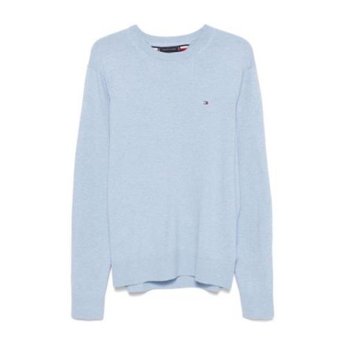 Blå Strikket Crew Neck Sweater