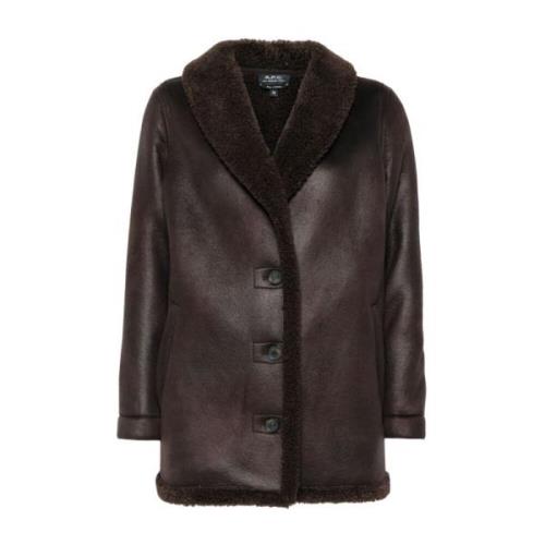 Brun Faux-Shearling Frakke