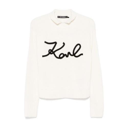 HVID SWEATER SORT HØJ HALS