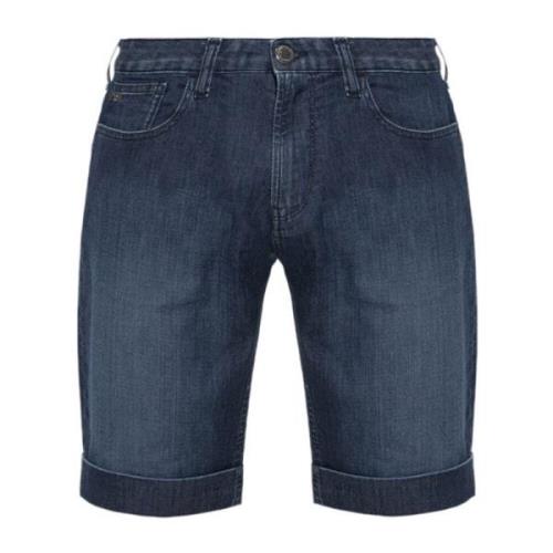 Denim Bermuda Shorts med Læder Logo