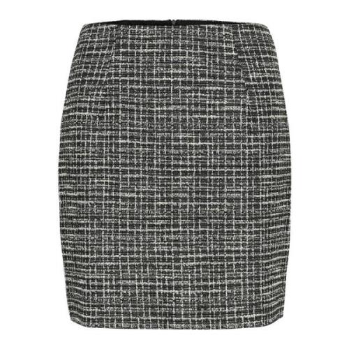 Elegant Boucle Check Nederdel