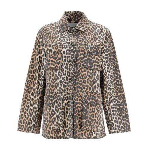 Leopard Print Canvas Overshirt