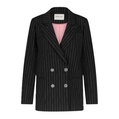 Glitter Pinstripe Double-Breasted Blazer