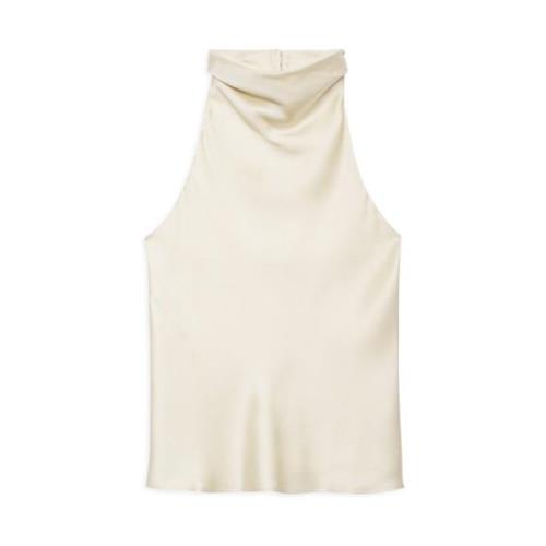 Silke Halterneck Draperet Top Creme