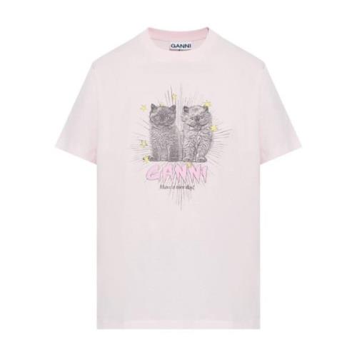 Broderet Logo Bomulds T-shirt Pink