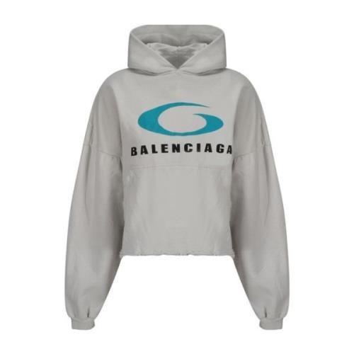 Grå Hættetrøje Sweater Bomuld Logo Print