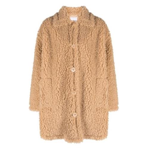 Beige Casual Polyester Coat