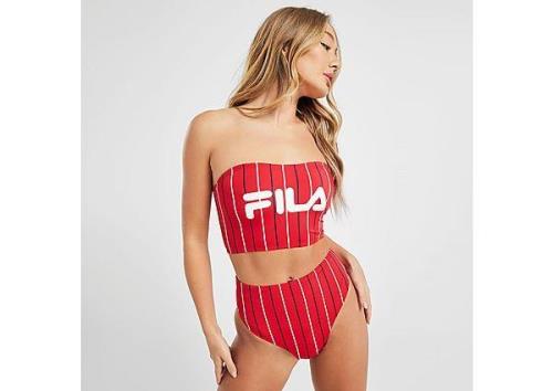 Fila Pinstripe High Waist Bikini Bottoms - RED - Womens