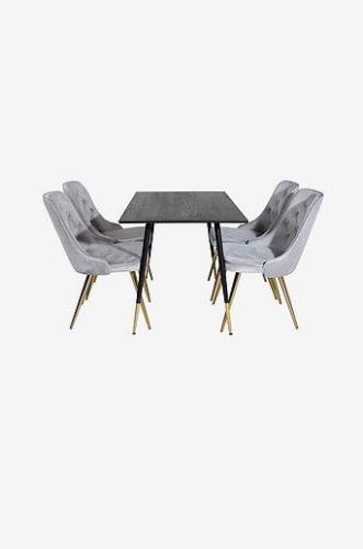 Spisegruppe Dipp med 4 spisebordsstole Velvet Deluxe