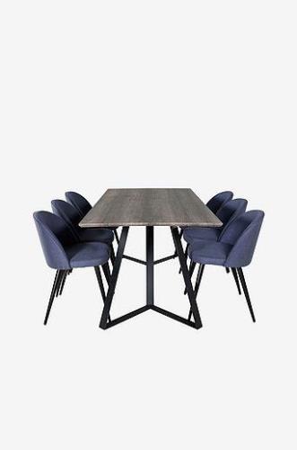 Spisegruppe Marina med 6 spisebordsstole Velvet Deluxe