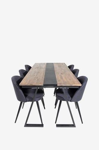 Spisegruppe Jakarta med 6 spisebordsstole Velvet