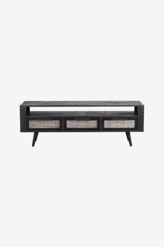 NovaSolo Furniture - Tv Kommode 3 skuffer Nordic Mindi Rattan - Sort -...