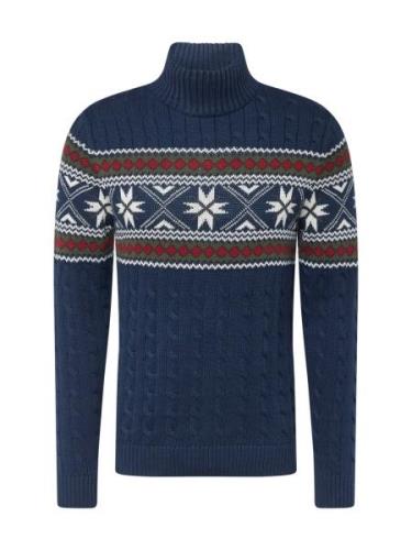 SELECTED HOMME Pullover 'Flake'  natblå / mørkegrøn / rød / hvid