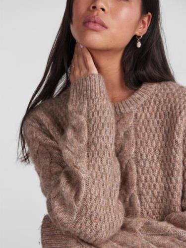 PIECES Pullover 'Nina'  brun-meleret