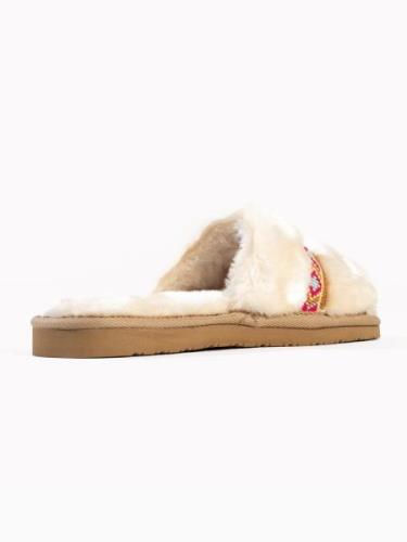 Minnetonka Pantoletter 'London'  creme / blandingsfarvet